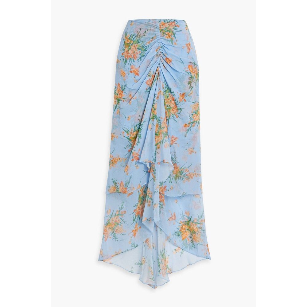 NWT Veronica Beard Sira Floral Ruffle Silk High-Low Skirt size 12 Orig $498